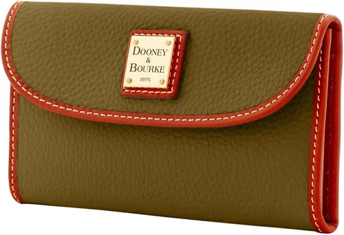 Miniatura 2 de Dooney & Bourke Billetera, cartera de embrague continental de grano de guijarros, Verde -Oliva