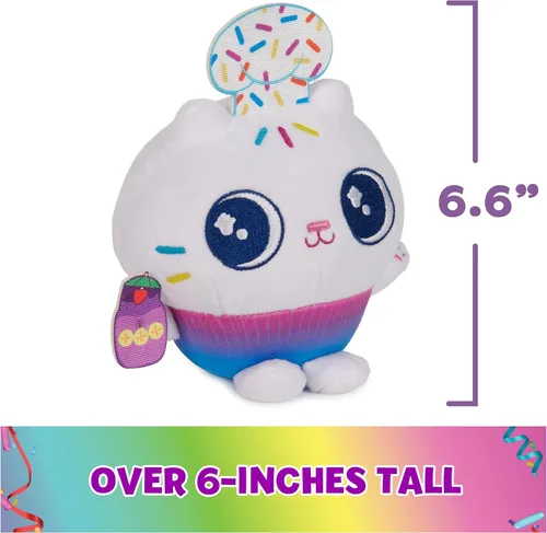Miniatura 3 de DreamWorks GABBY'S Dollhouse, Serie Celebration Peluches Cakey Cat de 6 Pulgadas de Alto, Juguetes de Animales de Peluche para Niños y Niñas de 3