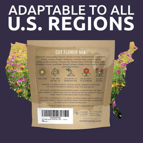 Miniatura 7 de Cut Flower Garden Seeds – Paquete extra grande de 1 onza – Más de 7,500 semillas frescas de flores silvestres polinizadas abiertas sin OMG – Anuales