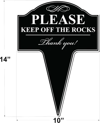 Miniatura 3 de Letrero de aluminio con texto en inglés «Please Keep Off The Rocks» para patio, 10 x