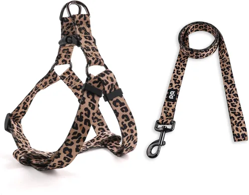 Miniatura 18 de QQPETS Juego de correa de arnés para perro, ajustable, resistente, sin tirones, arnés halter para perros de razas pequeñas, medianas y grandes, clip