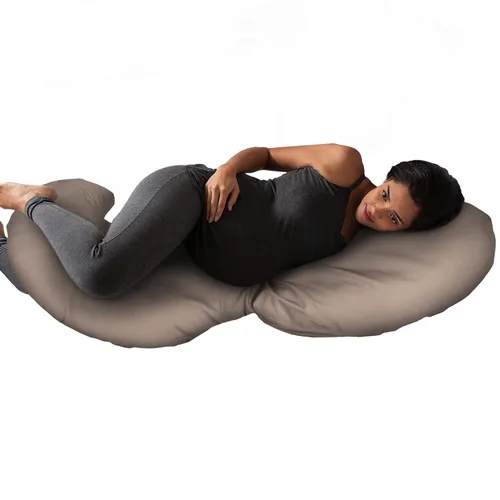 Boppy - Almohada Total de Cuerpo para Embarazo con Algodón Orgánico, Funda Removible Fácil de Colocar en Color Biscuit para Soporte de Cuerpo