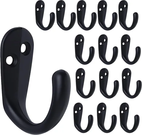 IBosins 15 ganchos para abrigos montados en la pared, gancho único para batas para colgar toallas con 30 tornillos para bolsos, sombrero, gorra,