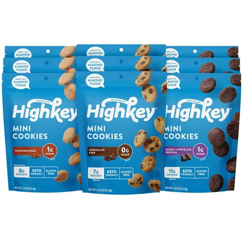 Miniatura 9 de Highkey Galletas con chispas de chocolate keto; paquete de 3 bocadillos bajos en carbohidratos; alimento keto; galletas altas en proteínas sin
