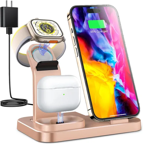 Miniatura 6 de Estación de carga inalámbrica 3 en 1 RJR Compatible con dispositivos Apple, base de carga para iWatch, soporte de carga inalámbrica incorporado
