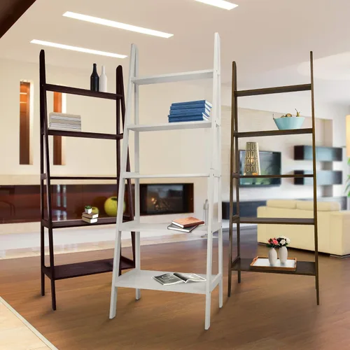 Miniatura 2 de Casual Home Librería con forma de escalera de 5 estantes de madera 100% sólida, estándar, color expreso Espresso
