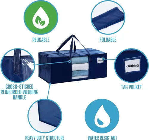 Miniatura 8 de VENO Paquete de 6 bolsas de mudanza resistentes, bolsas de embalaje con ventana transparente, alternativa a las cajas de mudanza, contenedores