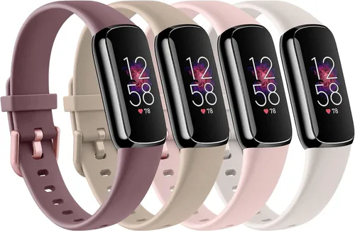 Miniatura 12 de Paquete de 4 correas deportivas compatibles con Fitbit Luxe para mujeres y hombres, correas deportivas de repuesto de silicona suave para Fitbit