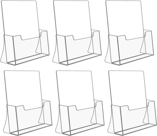 Miniatura 12 de NIUBEE Paquete de 2 soportes acrílicos de 21.6 cm x 14 cm para folletos con doble pliegue, organizadores de volantes transparentes para mostrador