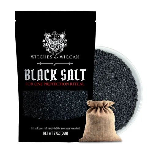 Miniatura 8 de Sal negra para rituales de protección y hechizos wiccanos, cristales de protección de energía negativa hechos a mano para brujería, bolsa de 14