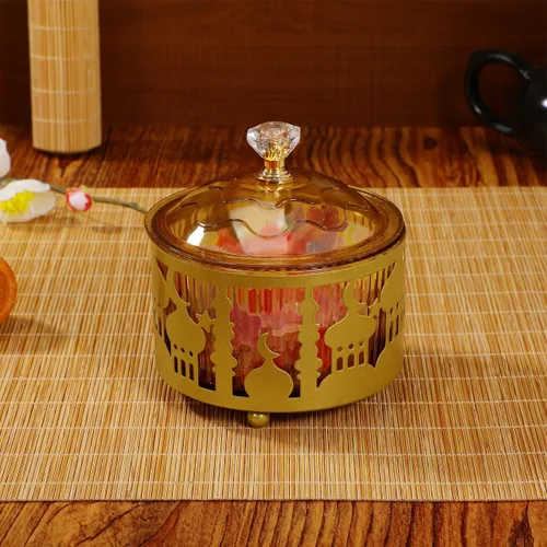 Miniatura 8 de EXCEART Bandeja de aperitivos de Oriente Medio con cubierta para golosinas Eid Nuts Frutos secos Fiesta Plato de té Celebraciones en el hogar
