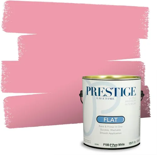 Miniatura 228 de Prestige Paints E100-T-SW6591 Pintura exterior e imprimación en uno, 1 galón, plano, combinación comparable de Sherwin Williams Amaryllis, 1 galón