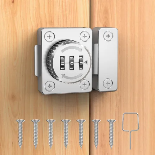 Miniatura 8 de Cerradura de combinación de puerta unidireccional, plata, sin llave, 1000 combinaciones de contraseñas plateado
