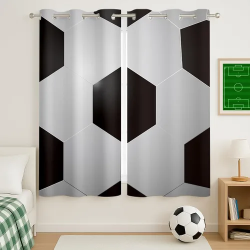 Miniatura 13 de Cortinas opacas de fútbol americano Sports America para niñas y niños, decoración del hogar, fondo de primer plano de cordones de rugby, cortinas
