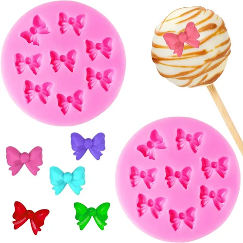 Miniatura 8 de Molde de silicona para moño, paquete de 3 mini lazos para fondant, moldes para caramelos, chocolate, pastel, arco, manualidades, para decoración