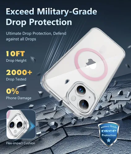 Miniatura 663 de FNTCASE Funda para iPhone 13 Pro-Max: Fundas magnéticas transparentes compatibles con Magsafe Slim anti amarillamiento protección contra caídas