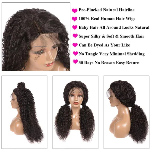 Miniatura 2 de Pelucas de encaje frontal transparente HD de 13 x 4 para mujeres negras, pelucas de cabello humano rizado profundo sin pegamento con cabello