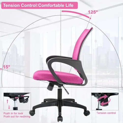 Miniatura 5 de Silla de oficina con soporte lumbar, silla de escritorio para computadora con asiento ancho, reposabrazos ergonómico, altura ajustable, silla