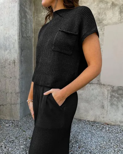 Miniatura 6 de RIVSAK Conjunto de dos piezas de suéter para mujer, conjunto de pantalones de suéter para mujer, conjuntos de descanso, tops de punto y pantalones