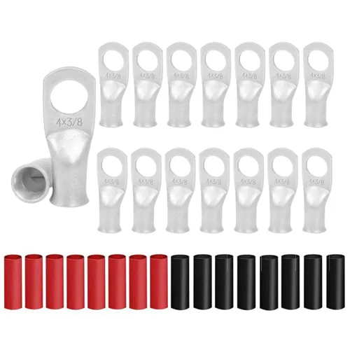 Miniatura 15 de 8 piezas de terminales de cable de cobre estañado de servicio pesado 1/0 AWG con espárrago de 3/8" y 8 piezas de terminales 1/0 AWG con espárrago