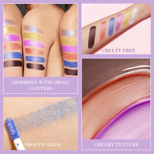 Miniatura 7 de Sombra de ojos líquida con brillantina, pigmentos metálicos, metales de maquillaje brillantes para ojos, delineadores de ojos, sombra de ojos