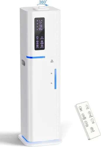 Miniatura 11 de Humidificador de 10L/2.64Gal, Humidificador Ultrasónico de Niebla Fría y Silencioso de Llenado Superior para Dormitorio, Cubre 550 pies², Tiempo