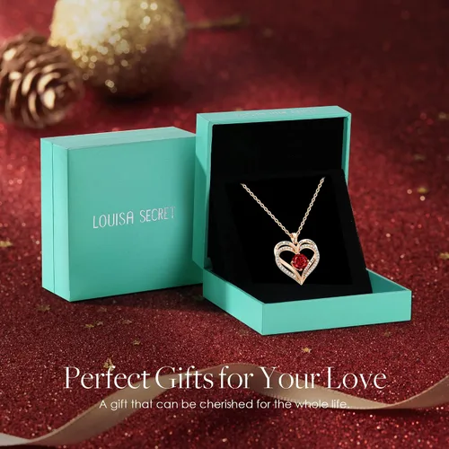 Miniatura 5 de LOUISA SECRET Collares de corazón con piedra natal para mujer plata de ley 925 regalos para el día de San Valentín para mujeres esposa novia madre
