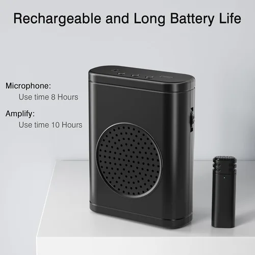 Miniatura 6 de Amplificador de voz inalámbrico con micrófono Lavalier inalámbrico, altavoz Bluetooth, sistema PA, soporte USB/TF/SD, micrófono omnidireccional