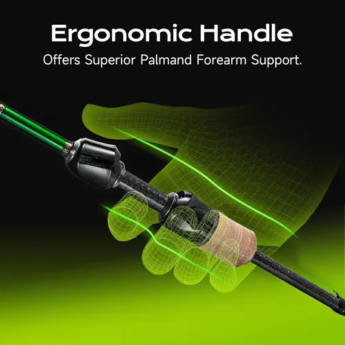 Miniatura 9 de HANDING M1 Ultralight Cañas de pescar de 2 piezas para trucha con acción rápida 30T+24T de fibra de carbono SEAGUIDE Anillos guía RA para trucha