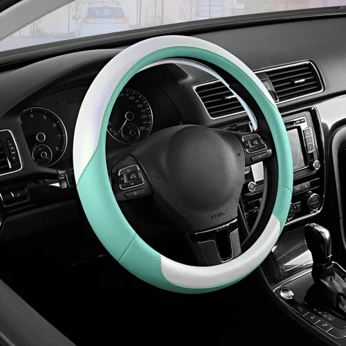 Miniatura 12 de Road Comforts Funda para Volante – Funda para Volante de Cuero Transpirable, Agarre Antideslizante, Ajuste Universal de 14.5" a 15", Resistente al