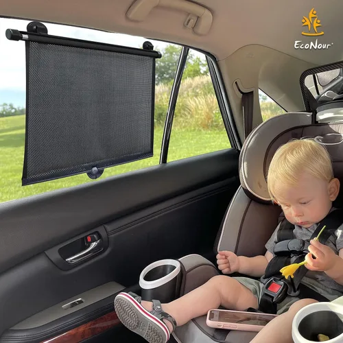 Miniatura 7 de EcoNour Persianas de ventana de automóvil (paquete de 4) Parasol enrollable retráctil para niños Persianas de ventana de bebé para ofrecer una