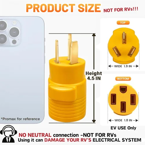 Miniatura 2 de MECMO Adaptador de cargador EV de nivel 2 de 32 amperios y 220 V para NEMA 10-50, enchufe portátil NEMA 10-50P a 14-50R para carga Tesla