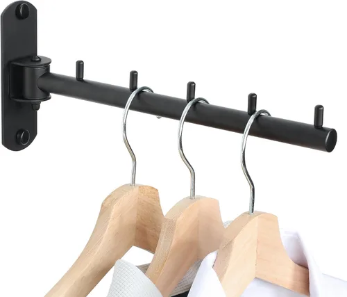 Miniatura 14 de Percheros para colgar ropa, perchereros de ropa montados en la pared, ganchos para colgar ropa, barras para ropa, ganchos resistentes, plegables