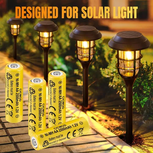 Miniatura 2 de CICMOD Baterías AA recargables 1.2V Ni-MH 2500mAh doble A batería para jardín al aire libre luces solares paquete 8