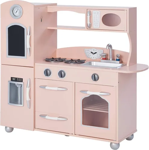 Teamson Kids Little Chef Westchester Retro - Juego de cocina de madera para niños, para niños pequeños, niños y niñas, color rosa