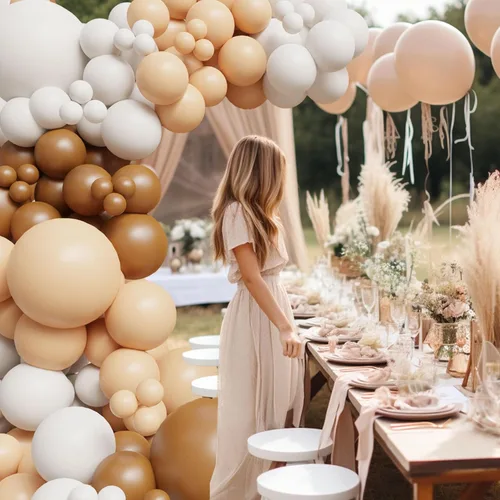 Miniatura 5 de Kit de guirnalda de globos neutros bohemios, arco de globos de revelación de género, marrón, nude, tostado, café, beige, crema, blanco mate, látex