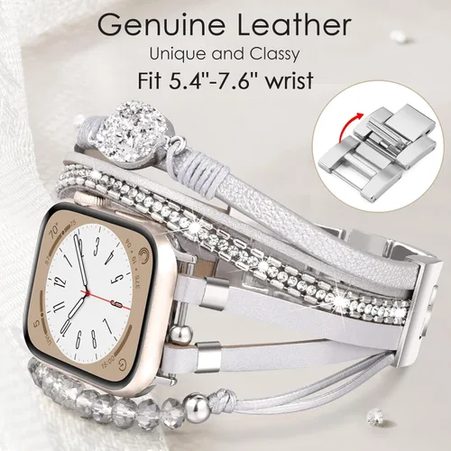 Miniatura 3 de VISOOM Correa de pulsera bohemia con cuentas compatible con Apple Watch de 40 mm/38 mm/41 mm/42 mm Series 10 9 8 7 SE Series 6/5/4 Correa de reloj