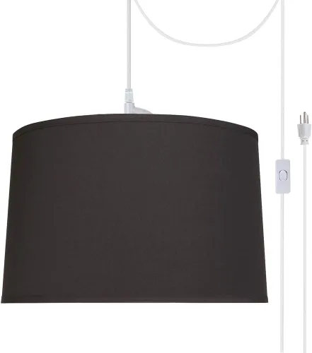 Miniatura 4 de Aspen Creative, Negro, 72252-11 Lámpara de techo colgante con pantalla de tela imperio de tapa dura, 18 pulgadas de ancho