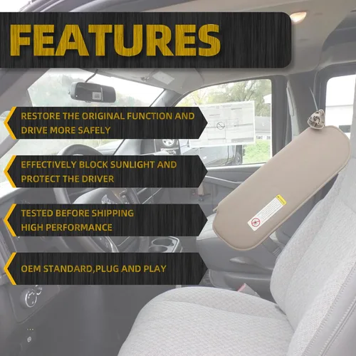 Miniatura 3 de Dasbecan Parasol gris para lado izquierdo del conductor compatible con Chevrolet Express GMC Savana 1500 2500 3500 4500 1999-2019 Reemplaza#