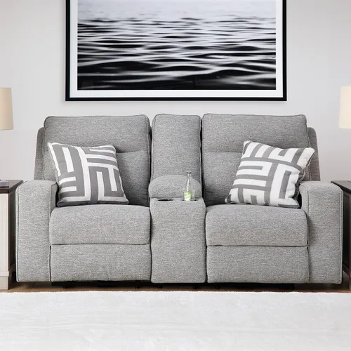 Miniatura 2 de Signature Design by Ashley Biscoe - Sofá biplaza reclinable resistente a los rayos UV con consola, reposacabezas ajustable y puertos USB, color gris