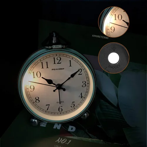 Miniatura 5 de Peakeep 4" Pequeño Reloj Despertado Retro Analógico a Batería para Decoración de Habitación, Reloj de Noche Silencioso Elegante para Escritorio