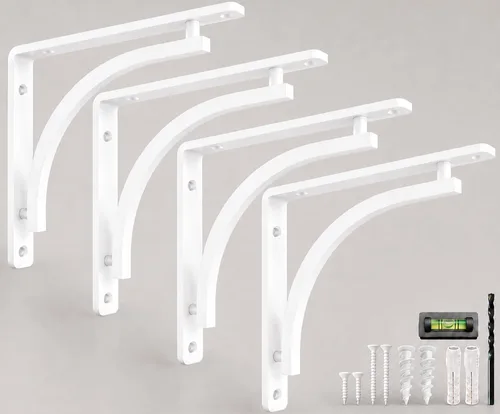 Balin Designs - Soportes clásicos para estantes resistentes de 10 pulgadas, color blanco, soporte en L, soporte para montaje en pared, soporte de