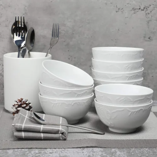 Miniatura 7 de amhomel Paquete de 6 cuencos de cereales de 24 onzas con textura en relieve, cuencos de cerámica profunda de porcelana, aptos para lavavajillas