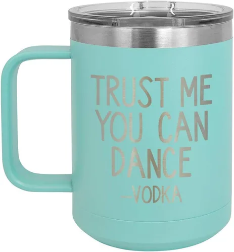 Miniatura 10 de Confíe en que puedes bailar - Taza de café negra de 15 oz con tapa superior deslizante Taza de café de viaje aislada Ideas de regalo