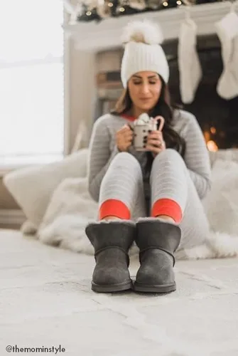 Miniatura 6 de Dearfoams Fireside Perth Shearling - Pantuflas de bota, forro de piel de oveja, para mujer