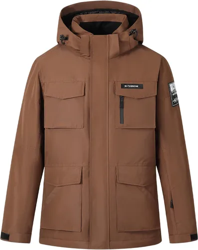 Chaqueta de esquí para hombre, impermeable, resistente al viento, capucha extraíble para invierno, para motos de nieve, senderismo