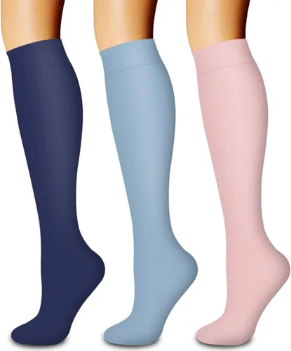 Miniatura 24 de Paquete de 3 pares de calcetines de compresión médica para mejorar la circulación de mujeres y hombres, para correr, hacer deporte y amamantar