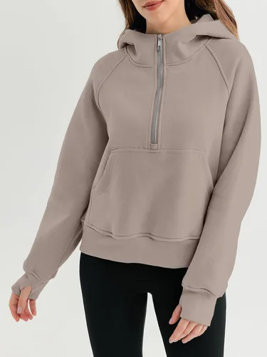 Miniatura 6 de AUTOMET Sudaderas con capucha para mujer, con media cremallera, chaquetas de vellón, tops de gran tamaño, trajes de otoño, ropa de moda de invierno