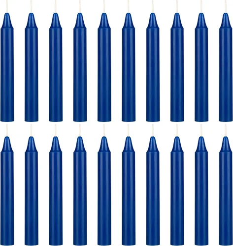 Mega Candles 20 piezas Velas Cónicas Mini Exquisitas Azul Oscuro Sin Aroma para Hechizos, 4 Pulgadas de Alto x 1/2 Pulgada de Diámetro, Velas