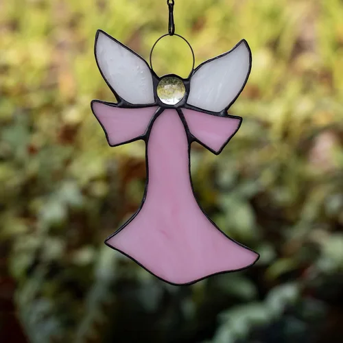 Miniatura 7 de Adorno de ángel para colgar en vitrales, decoración de vacaciones, regalos conmemorativos de condolencias, regalos de ángel para mujeres (azul) 5.5